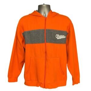 Vintage Chaps Ralph Lauren Orange and Gray Full Zip Fleece Hoodie Size M